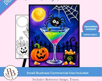 Halloween-Spinnen-Malparty: Vorlage zum Ausdrucken, digitale Vorlage, Malen zum Mitnehmen, DIY-Leinwandbild zum Download