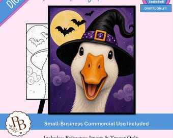 Fröhliche Halloween-Gänse-Malparty: Vorlage zum Ausdrucken, digitale Schablone, Malen-und-Trinken-Vorlage, DIY-Leinwandbild zum Download