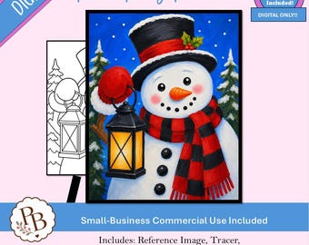 Schneemann-Laternen-Malparty: Druckvorlage, digitale Vorlage, Malen zum Mitnehmen, DIY-Leinwandbild zum Download