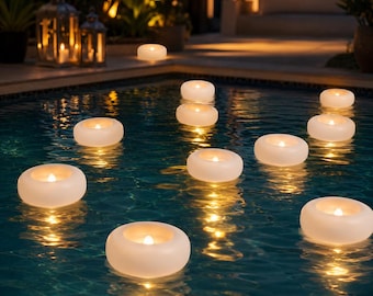 LED flottante étanche, bougies de piscine blanc chaud sans flamme, centres de table de mariage, décoration de baignoire