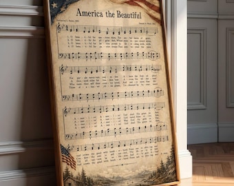 The Beautiful Sheet Music Wall Art - Vintage Parchment Artwork - Independence Day Celebration - Patriotic Decor - Digital Download