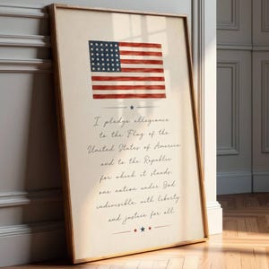 Vintage Pledge of Allegiance Print - American Flag Art - Independence Day Wall Art - Fourth Of July - Patriotic Decor - Digital Download