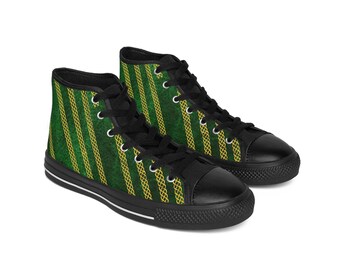 Men's Classic Sneakers- green velvet and Celtic knot