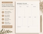 Weekly Student Planner Printable PDF Minimalist Study Organizer Canva Template Digital Download