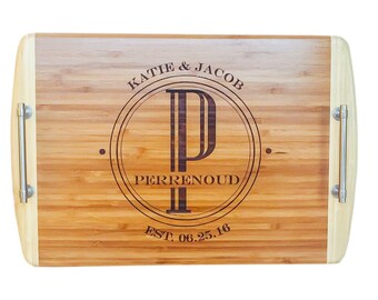 Personalized Serving Tray, Serving Tray, Custom Wedding Gift, Breakfast in Bed Tray, Anniversary Tray, Wood Serving Tray, Monogram Wedding