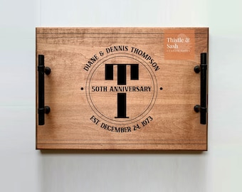 Personalized Maple Wood Anniversary Serving Tray, Engraved Platter