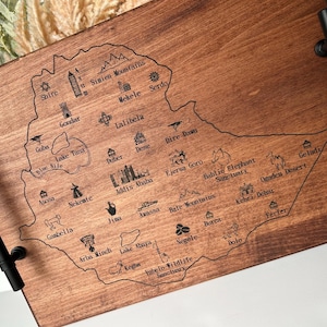 Ethiopia Map Serving Tray: Engraved Maple Wood Coffee Ceremony Tray image 9