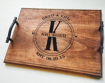 Personalisiertes Ahorn Serviertablett, lasergraviertes Holztablett, Jubiläumsgeschenk