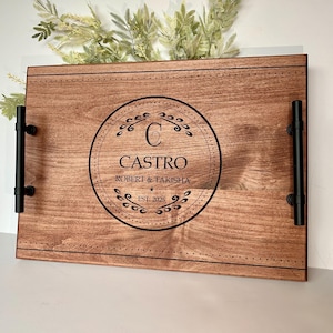 Personalized Maple Wood Serving Tray, Amish Handcrafted, Anniversary Gift