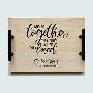 Personalized Serving Tray, Personalized Wedding Gift, Breakfast in Bed Tray, Anniversary Tray,  Wooden Tray, Serving Tray with Handles, Tray