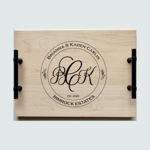 Personalized Serving Tray, Personalized Wedding Gift, Breakfast in Bed Tray, Anniversary Tray,  Wooden Tray, Serving Tray with Handles, Tray