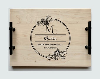 Personalized Serving Tray, Personalized Wedding Gift, Breakfast in Bed Tray, Anniversary Tray,  Wooden Tray, Serving Tray with Handles, Tray