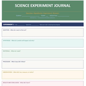 Science Experiment Journal Printable | Scientific Method Worksheet for Kids | Homeschool Science Lab Notebook | STEM Experiment Log | PDF