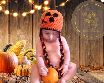 Baby pumpkin Hat, photography prop,0 to 3 months and crochet hat
