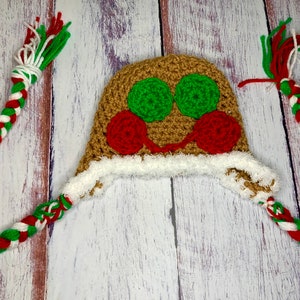 Gingerbread hat, christmas hat, crochet christmas hat   0 to 3 months ready to ship