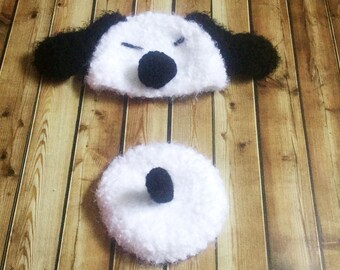 Soft Puppy  hat with but cover – photography props, 0 to 3 month