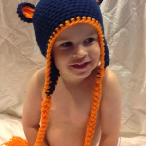 Crochet  Chicago Bears Football Hat, photography prop, crochet hat, bear hat