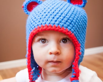 Crocheted Bear hat, newborn photo, shoot, baby, shower gift Great for boy or girl