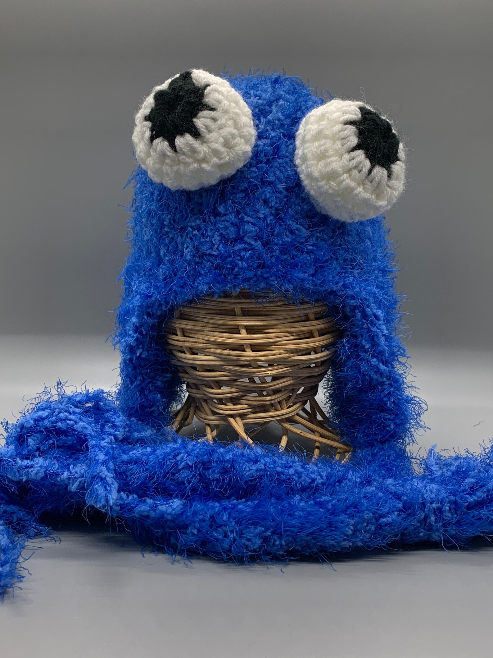 Blue Soft and Fuzzy Monster With Cookie Hat, Photography Prop, Crochet ...