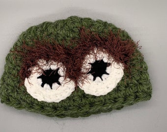 Monster, crocheted hat, photography, prop, Halloween costume, baby, shower gift