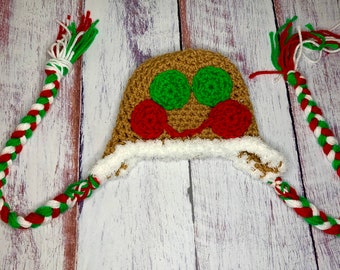 Gingerbread hat, christmas hat, crochet christmas hat   Toddler size