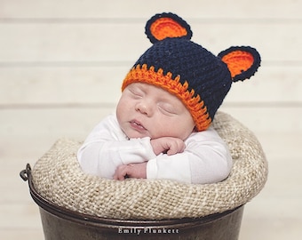 Crocheted Bear hat, newborn photo, shoot, baby, shower gift Great for boy or girl