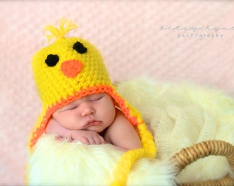 Baby Chick Hat, photography prop,0 to 3 months and crochet hat