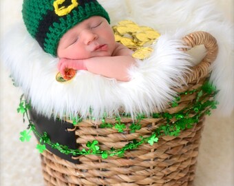 St Patricks Day baby crochet hat, photography prop