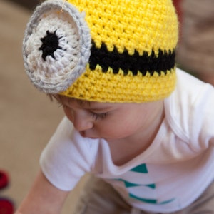 Inspired, minion, crocheted hat, photography, prop, Halloween costume
