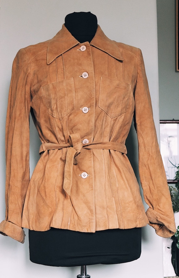 70s goatskin - leather jacket in soft brown / with