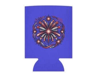 Patriotic Firework Can Cooler | 4th of July Drink Holder