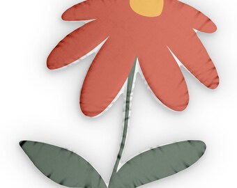 Abstract Red Daisy Custom Shaped Pillow | Floral Decorative Pillow