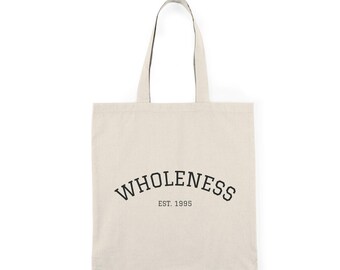 Wholeness arched text Natural Tote Bag | minimalist wellness canvas tote