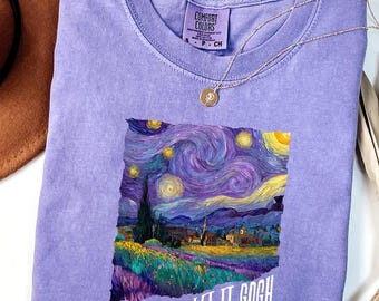 Womens tops, Comfort Colors womens tshirt, art lover gift, Van Gogh trendy shirt