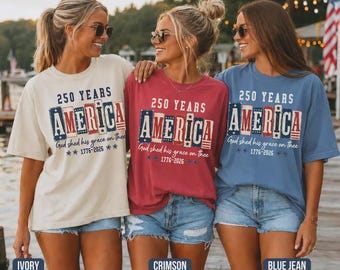 Christian American Flag Tee, 250 Years Anniversary USA Shirt, 1776 Patriotic Shirt, Comfort Colors, 4 of July Faith & Freedom Graphic Shirts