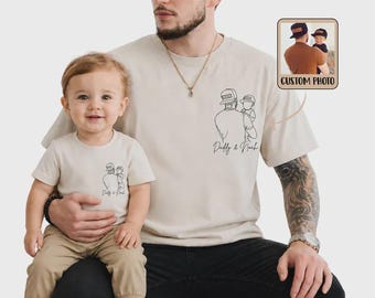 Comfort Colors Custom Photo Shirt For Dad, Fathers Day Gifts, Custom Portrait From Photo, Father's Day Matching Shirt, Gift for Husband