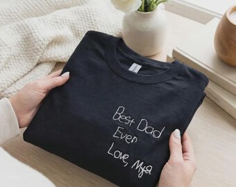 Personalized Shirt From Child Handwriting - Custom Embroidered Child Drawing or Message Shirt For Dad - Fathers Day Gift, Gift for him