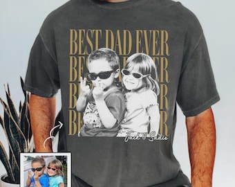 Custom Dad Vintage Photo Shirt: Personalized Fathers Day Shirt With Kids Photo, Funny Dad Shirt, Best Dad Ever Shirt, New Dad Gift