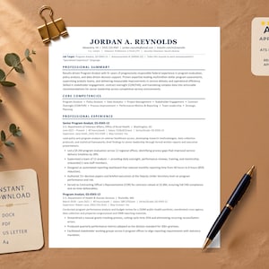 Federal Resume Template, USAJOBS Resume | 2-Page Government Resume with Cover Letter & References for Word | GS Federal Job Application Kit