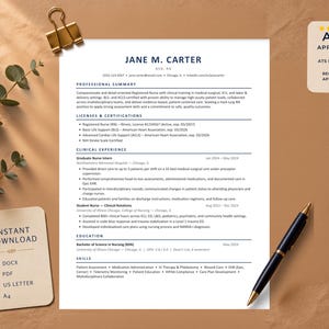 New Grad Nurse Resume Template Word | ATS Rn BSN Resume Google Docs | Nursing CV Template | Cover Letter, References | 2026