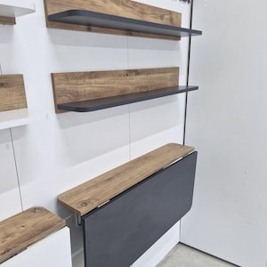 Wall Mounted Folding Table | Fold Down Space Saving Desk | Floating Desk | Small Apartment Furniture