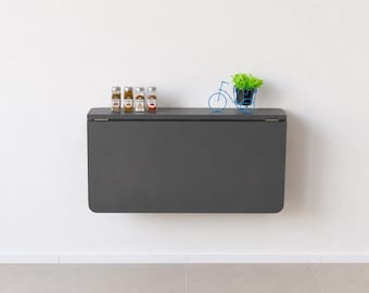 Wall Mounted Folding Table, Space Saving Dining Desk, Pine, Anthracite, Matte White