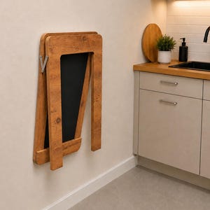 Wall Mounted Folding Table with Framed Chalkboard, Space-Saving Dining Desk