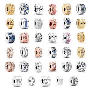 S925 Clip Charm Stopper Bead for Pandora Bracelet, Sterling Silver Rose Gold Gold Plated Spacer, Safety Clip, Birthday Gift for Her