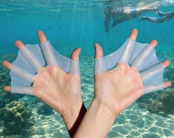Guantes de silicona con dedos palmeados y patas de rana para entrenamiento de natación: aumenta la velocidad y la eficiencia en la piscina o el mar.