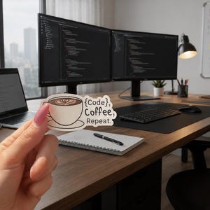 Code Coffee Repeat Sticker | Programmer Developer Humor Decal