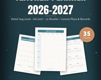 Teacher Planner 2026-2027 - Dated Lesson Plan & Grade Book