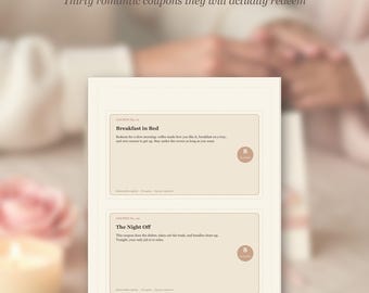 Printable Love Coupons Book, Romantic Vouchers, Anniversary Valentine Gift