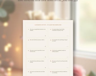 100 Reasons I Love You Jar, Printable Love Notes, Anniversary Valentines Gift