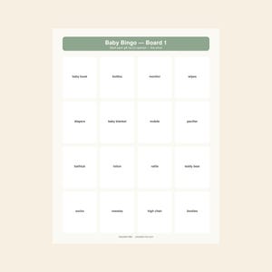 Sage Green Gold Baby Shower Games Bundle, Bingo, Wishes, Predictions image 2